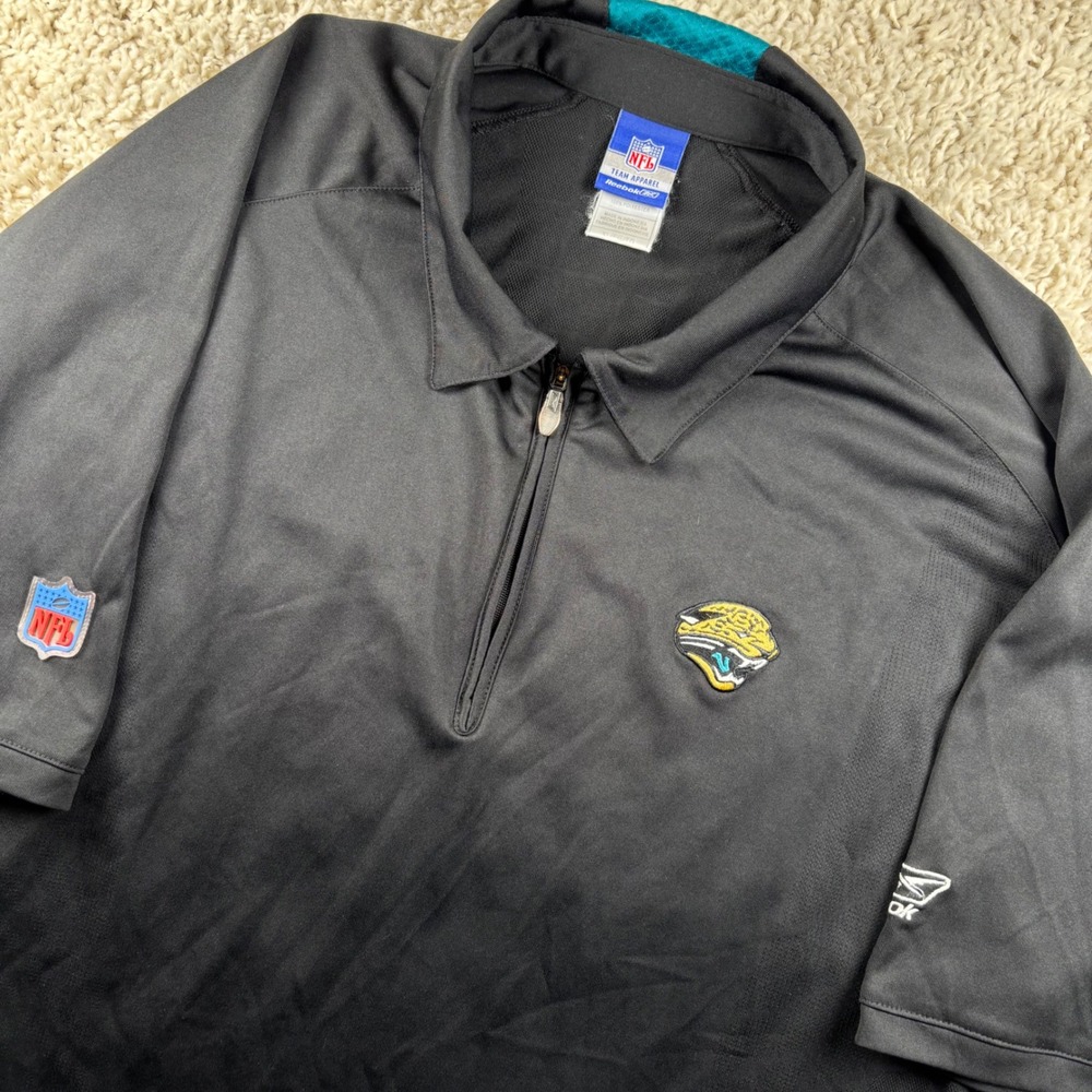 Vintage Reebok Mens Quarter Zip Polo XL Black Jacksonville Jaguars NFL 1094A 06 - Picture 1 of 7